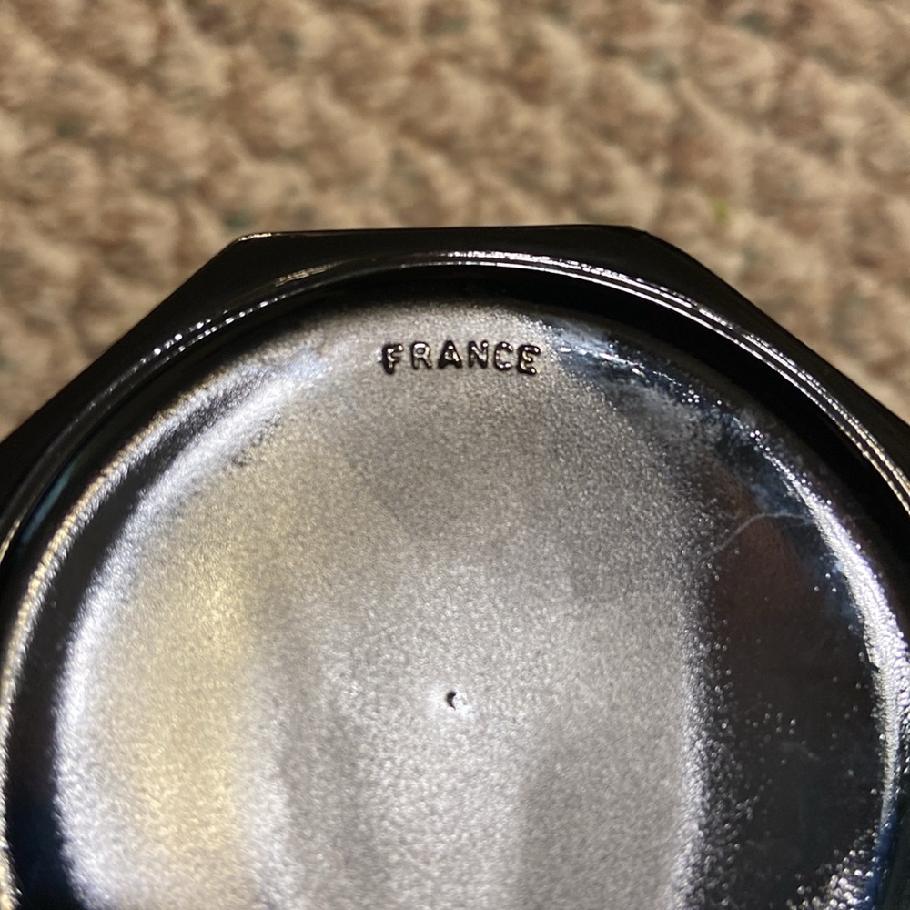 BLACK GLASS COFFEE CUP VINTAGE ARCOROC OCTIME MCM MADE IN FRANCE OCTAGON W/PLATE - Picture 8 of 10